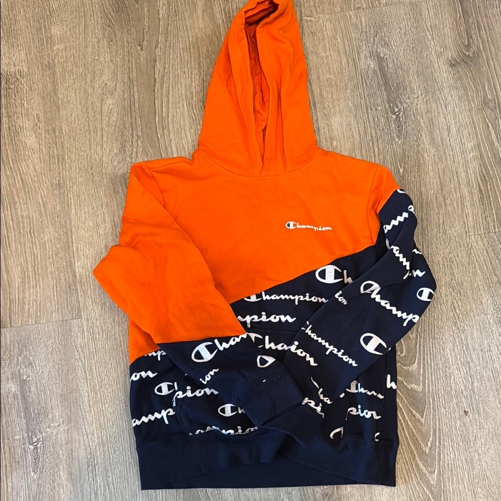 Champion Orange and Navy Hoodie